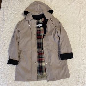 Women’s Liz Claiborne Lined Coat Detachable Hood -Zip/Button Up Size Medium